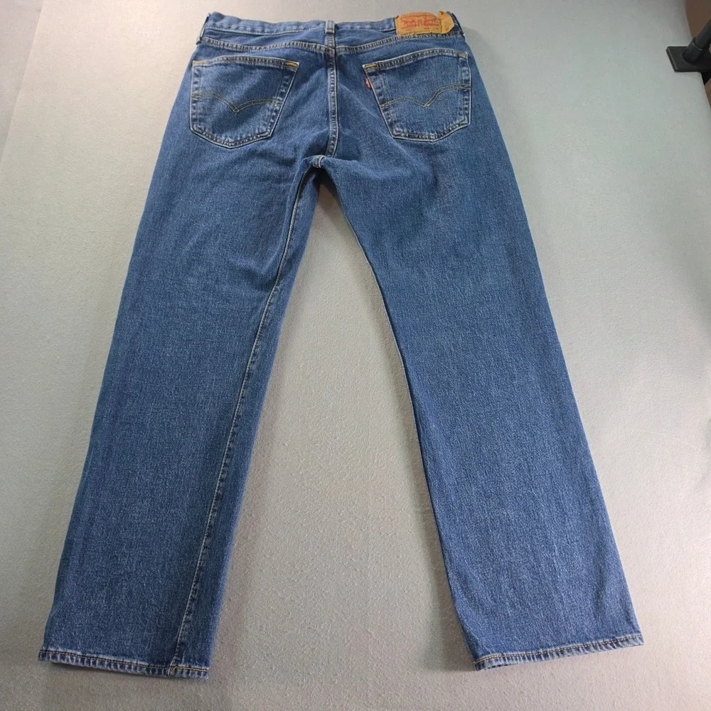 Levis 501 Original Fit Mens Blue Denim Straight Leg Button Fly Jeans 34x30